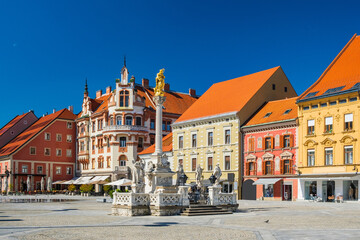 Fototapeta premium Plague column on Main square in historic town of Maribor, Slovenia 