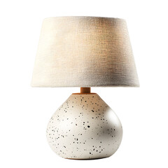 Sleek Modern Table Lamp with Speckled Ceramic Base Isolated on White Background