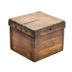Vintage Old Wooden Box Isolated on White Background for Product Display