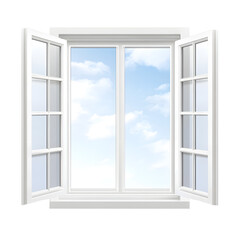 Modern White Window Frame on Transparent Background for Design Projects