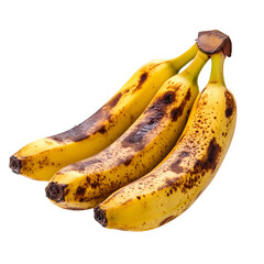 Ripe Overripe Bananas on White Background for Food Concept