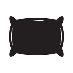 Pillow icon silhouette, simple black vector graphic of a soft cushion for sleep, comfort, or home decor.
