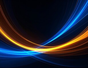 Abstract background with glowing, curving lines in blue and orange