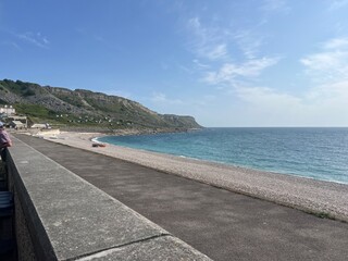 Chesil beach and prom at Chiswell Cove Portland Dorset