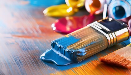 Fototapeta premium paint brush and paint