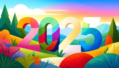 Colorful 2025 landscape scene