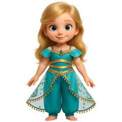 Sweet Little Girl Character in Magical Princess Costume Fairy Tale Illustration.eps
