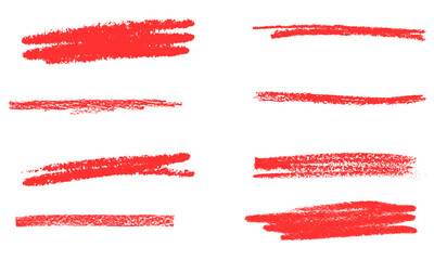 Red Chalk Crayon Underline Vector – Hand Drawn Highlighter Strokes on whit Chalkboard