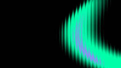 Abstract Glowing Green Purple Wavy Lines on Black Background