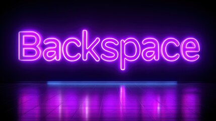 Obraz premium Bright Purple Neon Backspace Sign Glowing isolated on a transparent background image