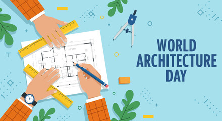 Celebrating world architecture day, vector illustration