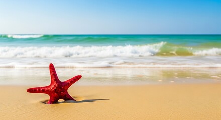 Relaxing Beach Scene with Starfish.
