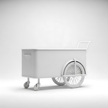 A simple, neutral-toned, 3d model of a food cart, ideal for product presentation or mockup use.