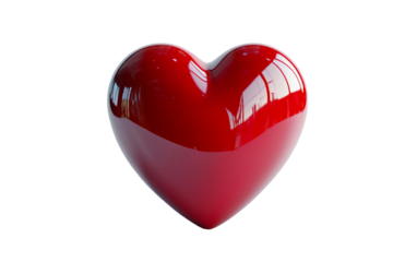 Red heart emoji with glossy 3D effect created as a vibrant digital symbol of love romance and emotional connection in modern communication isolated on transparent background PNG