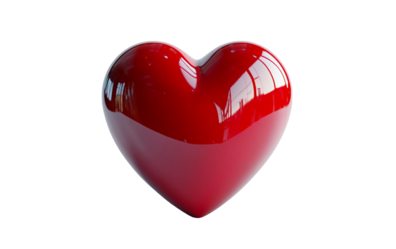 Red heart emoji with glossy 3D effect created as a vibrant digital symbol of love romance and emotional connection in modern communication isolated on transparent background PNG