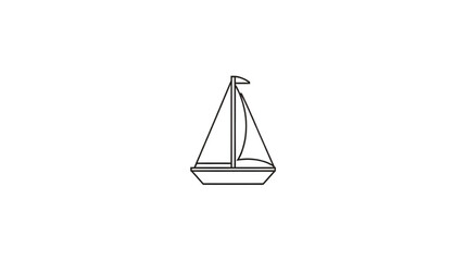 Simple sailboat line art illustration. A minimalist sailing boat vector icon isolated on a white background for nautical design