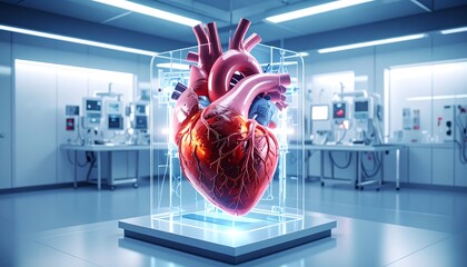 3D heart model in a modern medical lab
