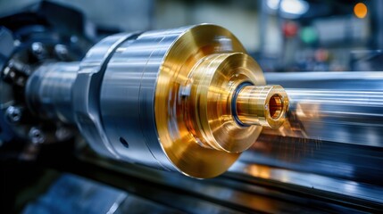 Obraz premium Close-Up of Precision Metalworking Process with CNC Machine in Action, Creating High-Quality Precision Parts and Components