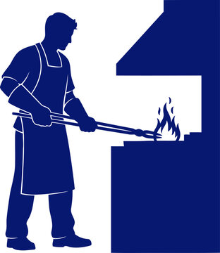 blacksmiths fiery forge silhouette of craftsmanship and heat, isolated on transparent background