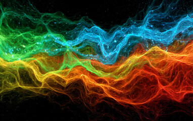 Vibrant colorful abstract waves with dynamic flowing patterns