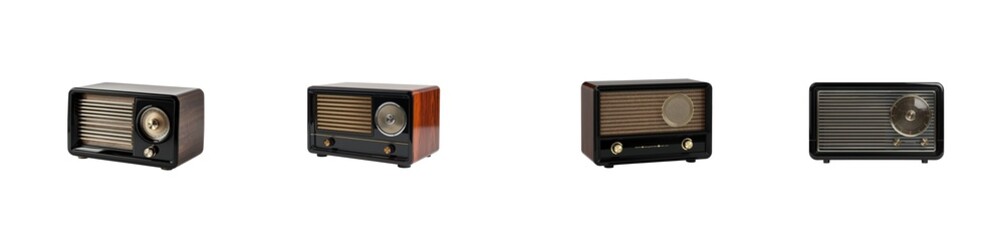 Fototapeta premium Retro radio on transparent background png