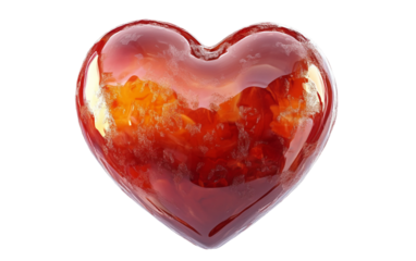 Glossy red heart emoji rendered with three dimensional shine representing affection passion and symbolic expression of relationships isolated on transparent background PNG