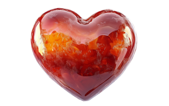 Glossy red heart emoji rendered with three dimensional shine representing affection passion and symbolic expression of relationships isolated on transparent background PNG