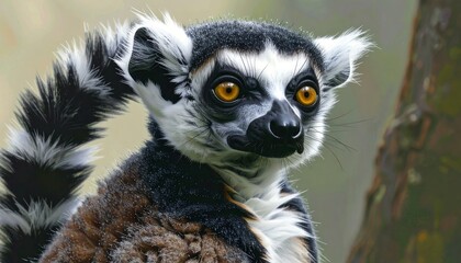 Obraz premium Close-up portrait of a lemur