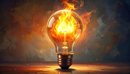 Ga burning light bulb with a glowing filament.