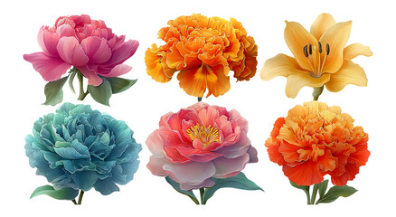 Vibrant Floral Illustrations with Varied Colors and Artistic Styles