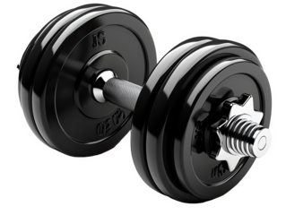 A close-up of a single black dumbbell, perfect for fitness and strength training