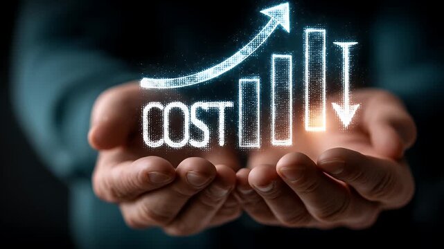 Glowing Cost Reduction Chart Held In Open Hands