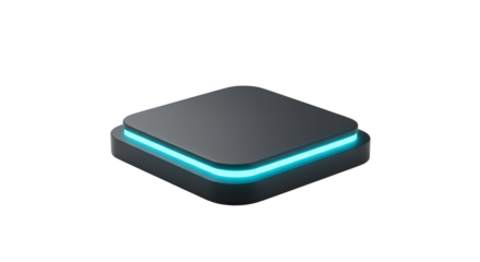 3D Platform Base with Glowing Blue LED Lights | Modern Minimalist Stage for Product Showcase and Technology Presentations