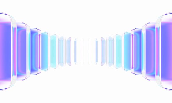 Abstract background design, composition with glass cubes, 3d render