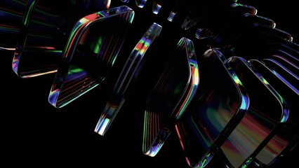 Obraz na płótnie Canvas Abstract iridescent glass blocks on a black background, 3d render