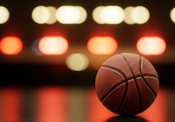 Obraz premium Basketball ball with dark background and striking color contrast tones