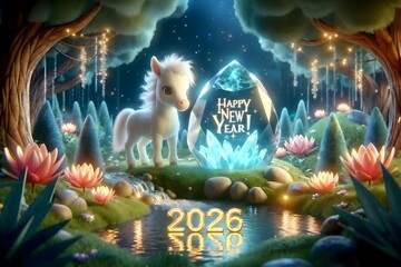 2026年_年賀状_素材_横_3D_馬_104