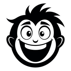 Bold graphic illustration of a happy face silhouette