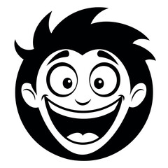 Bold graphic illustration of a happy face silhouette