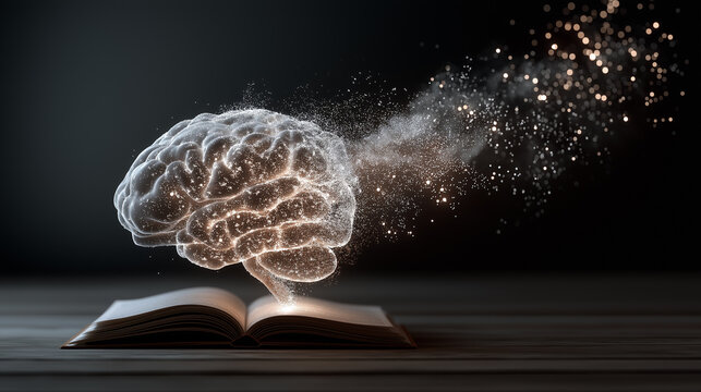 human brain with book	