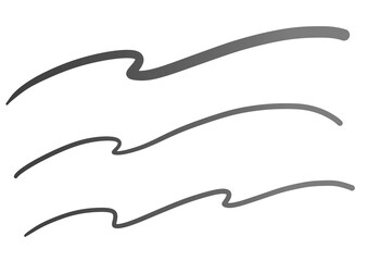 モノクロの手描き波線ラインセット
