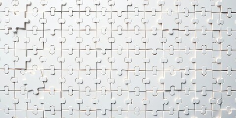Clean white jigsaw puzzle pieces background texture,  surface,  copy space