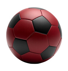 Red and black soccer ball isolated on transparent background PNG, created with Generative AI.