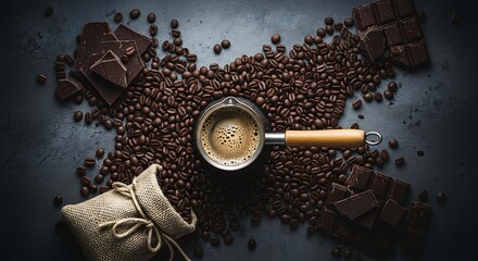 Turkish Coffee and Coffee Beans.