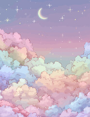 Pastellfarbene Wolkenlandschaft mit Sternen