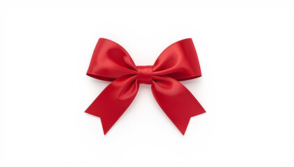 Fototapeta premium Red Satin Ribbon Bow Isolated on White Background