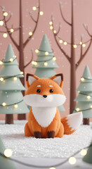 a cute fox in a New Year's setting . Generative AI