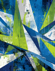 Abstrakte geometrische Formen, Vektor-Stil, Grün-Blau-Weiß