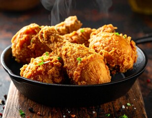 Crispy Fried Chicken on Black Plate