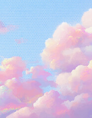 Zarte Pastellwolkenlandschaft im Vektorstil